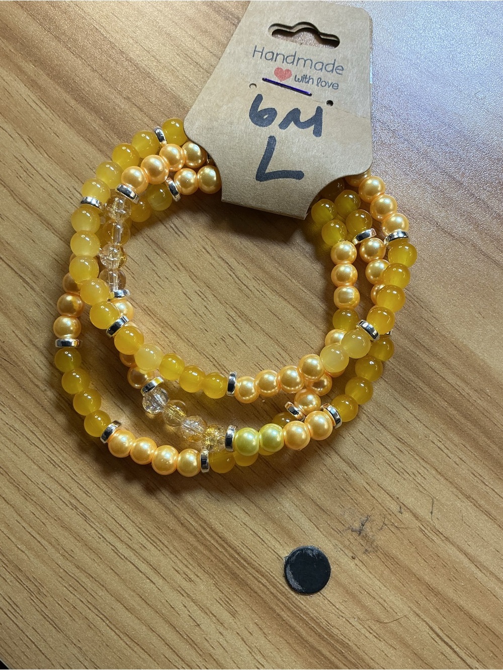 Handmade Yellow Bead Stretch Bracelet Set